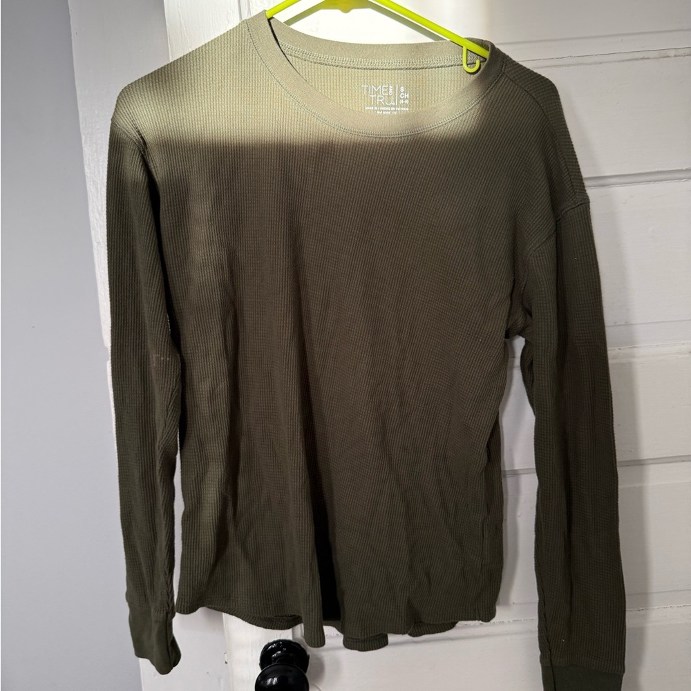 Time and Tru Men's Long Sleeve Shirt in Olive